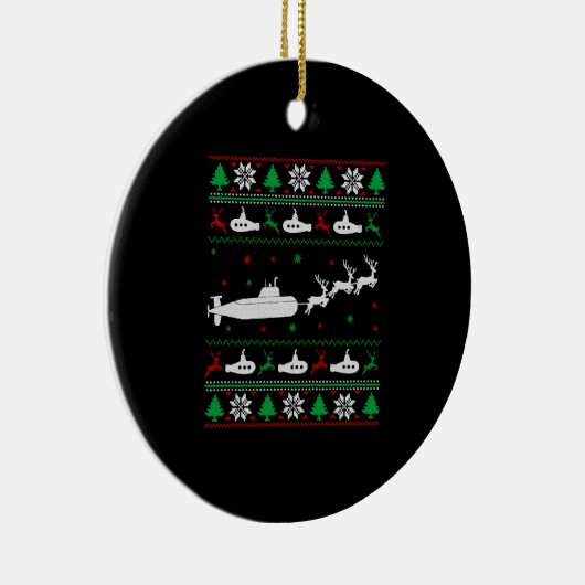 U-Boot-Marine Ugly Weihnachtssüßer Keramik Ornament (Rechts)
