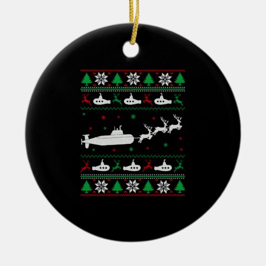 U-Boot-Marine Ugly Weihnachtssüßer Keramik Ornament (Vorne)