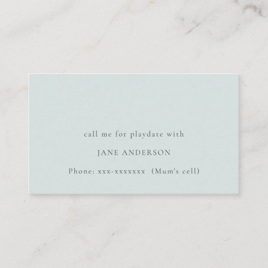 U-Boot-Monogramm-Kid-Playdate-Aufruf Visitenkarte (Rückseite)