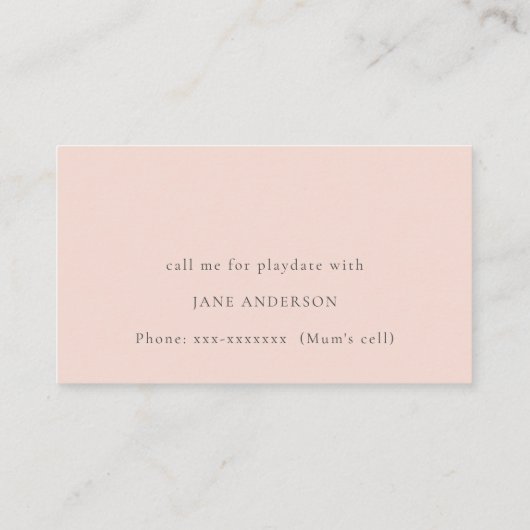 U-Boot-Monogramm-Kid-Playdate-Aufruf Visitenkarte (Rückseite)