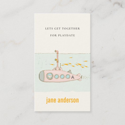 U-Boot-Monogramm-Kid-Playdate-Aufruf Visitenkarte (Vorderseite)