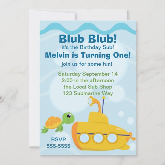 U-Boot-Party Einladung (Vorderseite)