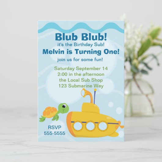U-Boot-Party Einladung (Stehend Vorderseite)