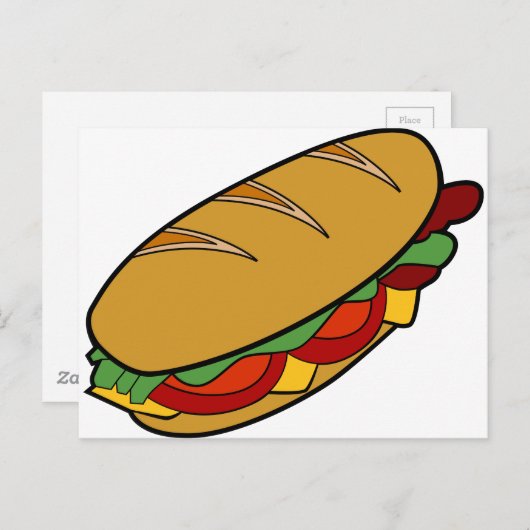 U-Boot-Sandwich-Cartoon Postkarte (Vorne/Hinten)