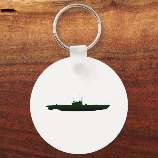 U-Boot-Silhouette auf Weiß Schlüsselanhänger (Vorderseite)
