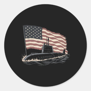 U-Boot USA-Flagge Veteran 4. Juli  Runder Aufkleber