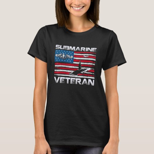 U-Boot Veteran Silent Service American Flag Vetter T-Shirt (Vorderseite)