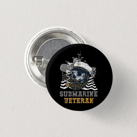 U-Boot-Veteran Skull Captai Button (Vorne & Hinten)
