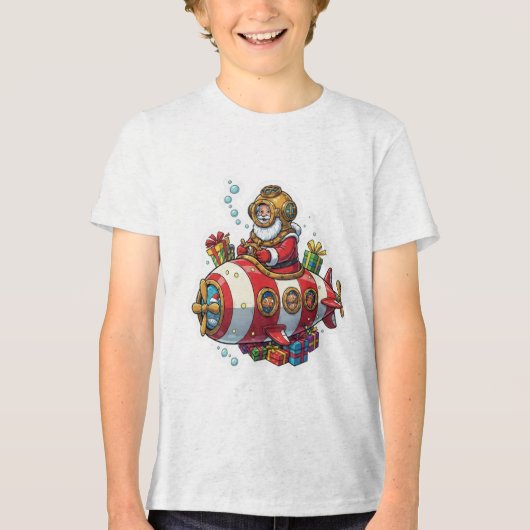 U-Boot-Weihnachtsmann Tri-Blend Shirt (Vorderseite)