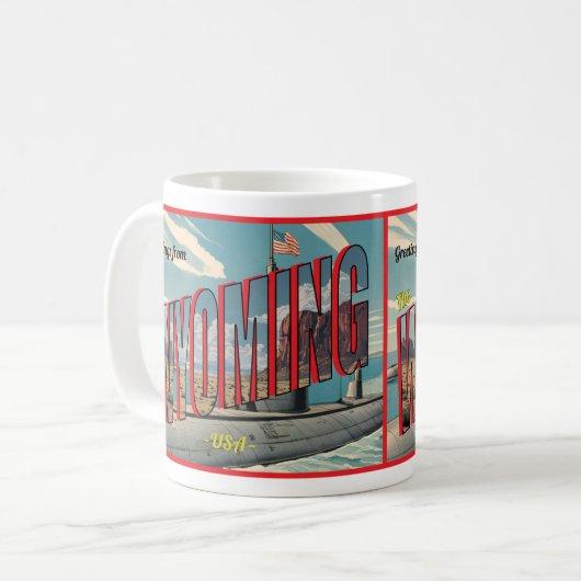 U-Boot-Wyoming für USA Retro-Postkarte Kaffeetasse (Vorderseite Links)