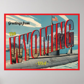 U-Boot-Wyoming für USA Retro-Postkarte Poster