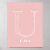 U Botanisches Monogramm Kinderzimmer-Poster Poster (Vorne)