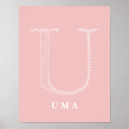 U Botanisches Monogramm Kinderzimmer-Poster Poster