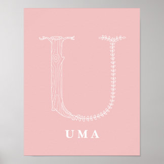 U Botanisches Monogramm Kinderzimmer-Poster Poster