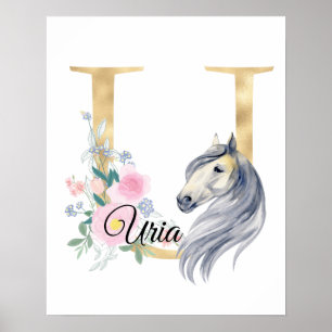 U-Buchstaben personalisierte Bezeichnung Monogramm Poster