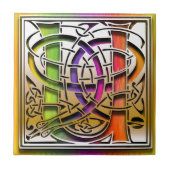 U Celtic Rainbow Custom Monogram Tile Fliese (Vorderseite)