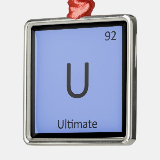 U - Entscheidender Frisbee trägt Chemie-Symbol zur Silbernes Ornament (Links)