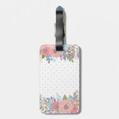 U. erröten blaues Blumen-Polka-Punkt-Monogramm Gepäckanhänger