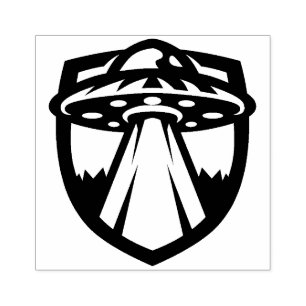 U.F.O. Fliegendes Saucer Logo Briefmarke Gummistempel