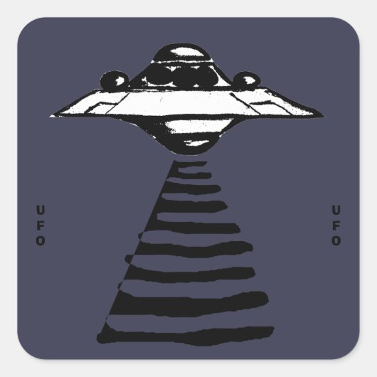 U.F.O. - Schwarz und Weiß auf Lila Quadratischer Aufkleber (Vorderseite)