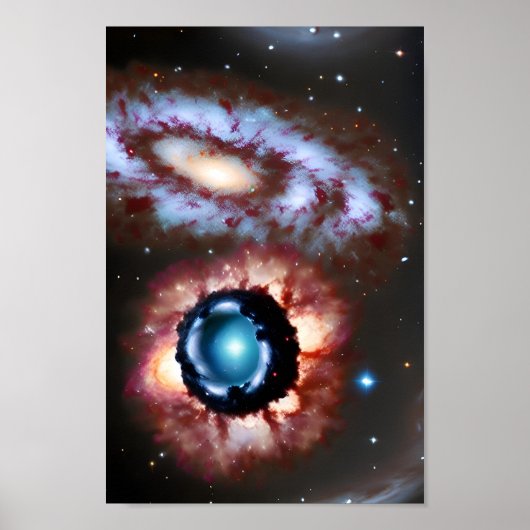 U.F.O. und Galaxy Collides in kosmischen Ereigniss Poster (Vorne)