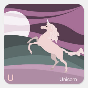 U für Einhornkleber Quadratischer Aufkleber