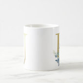 U Goldener Erstling mit blauem Blumenblättern Kaffeetasse (Mittel)