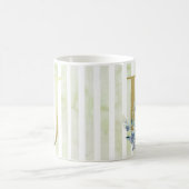 U goldfarbene, blaue und weiße Streifen Kaffeetasse (Mittel)