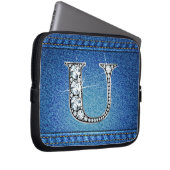 U Imitate "Diamond" Denim Stitching Electronics Ba Laptopschutzhülle (Vorne Rechts)