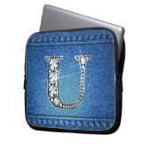 U Imitate "Diamond" Denim Stitching Electronics Ba Laptopschutzhülle (Vorderseite Links)