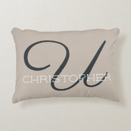 U Initial Calligraphy Name Taupe Tan Neutral Chic Dekokissen