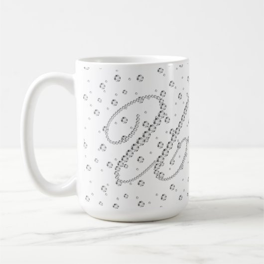 U Initial Monogram White Diamonds Print Kaffeetasse (Links)