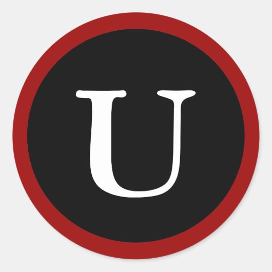 U: Initial U Letter U Red, White & Black Stickers (Vorderseite)