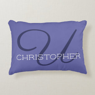 U Initiale Kalligrafie Trendy Blau Chic Dekokissen
