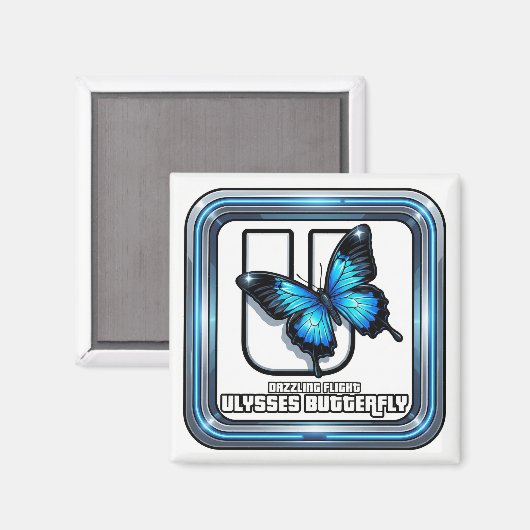 U is for Ulysses Butterfly – GTA Style ABC Learnin Magnet (Vorderseite/Rückseite)