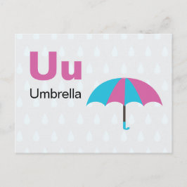 U is for Umbrella - Alphabet Flash Card Postkarte