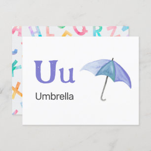 U is for Umbrella - Alphabet Flash Card Postkarte