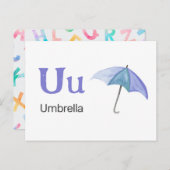 U is for Umbrella - Alphabet Flash Card Postkarte (Vorne/Hinten)