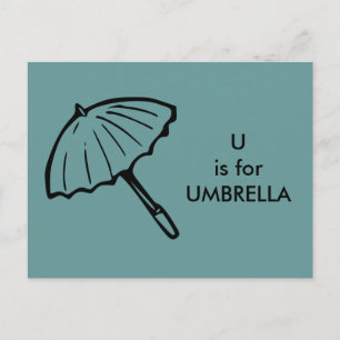 "U" ist für Umbrella Alphabet Flashcard Postkarte