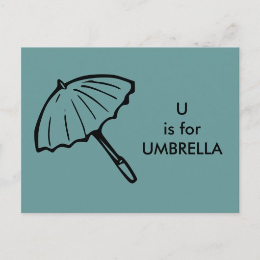 "U" ist für Umbrella Alphabet Flashcard Postkarte (Vorderseite)