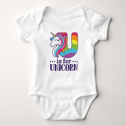 U ist für Unicorn Alphabet Baby Strampler (Vorderseite)