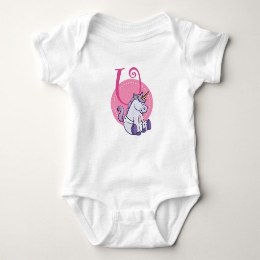 U ist für Unicorn Baby Strampler (Vorderseite)