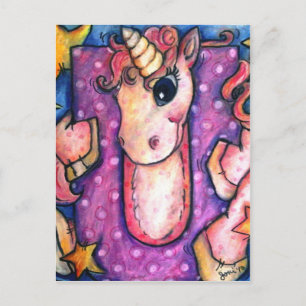 U ist für Unicorn Postkarte