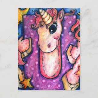 U ist für Unicorn Postkarte