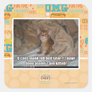 U kann maek das Bett später Quadratischer Aufkleber