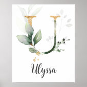 U Letter Monogram Greenerity Kinderzimmer Name Wal Poster (Vorne)