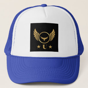 U Letter Symbol Logo Gold Eagle Image Cap Monogram Truckerkappe
