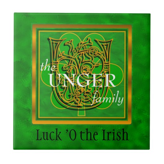U "Luck of the Irish" Family Custom Monogram Tile Fliese (Vorderseite)