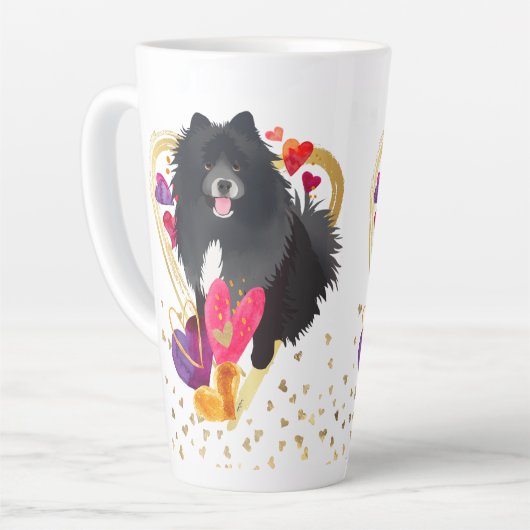 U MAKE MEIN HERZ GEHEN BLING-Lapphund latte Tasse (Linke Ecke)