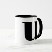 U Modern Monogram Initial Letter Black and White Tasse (VorderseiteRechts)